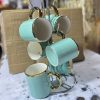 Green ceramic coffee mugs