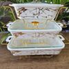 1000576525.jpg 3-Piece White & Gold Ceramic Chaffing Dish Food Warmer Set with Glass Lids
